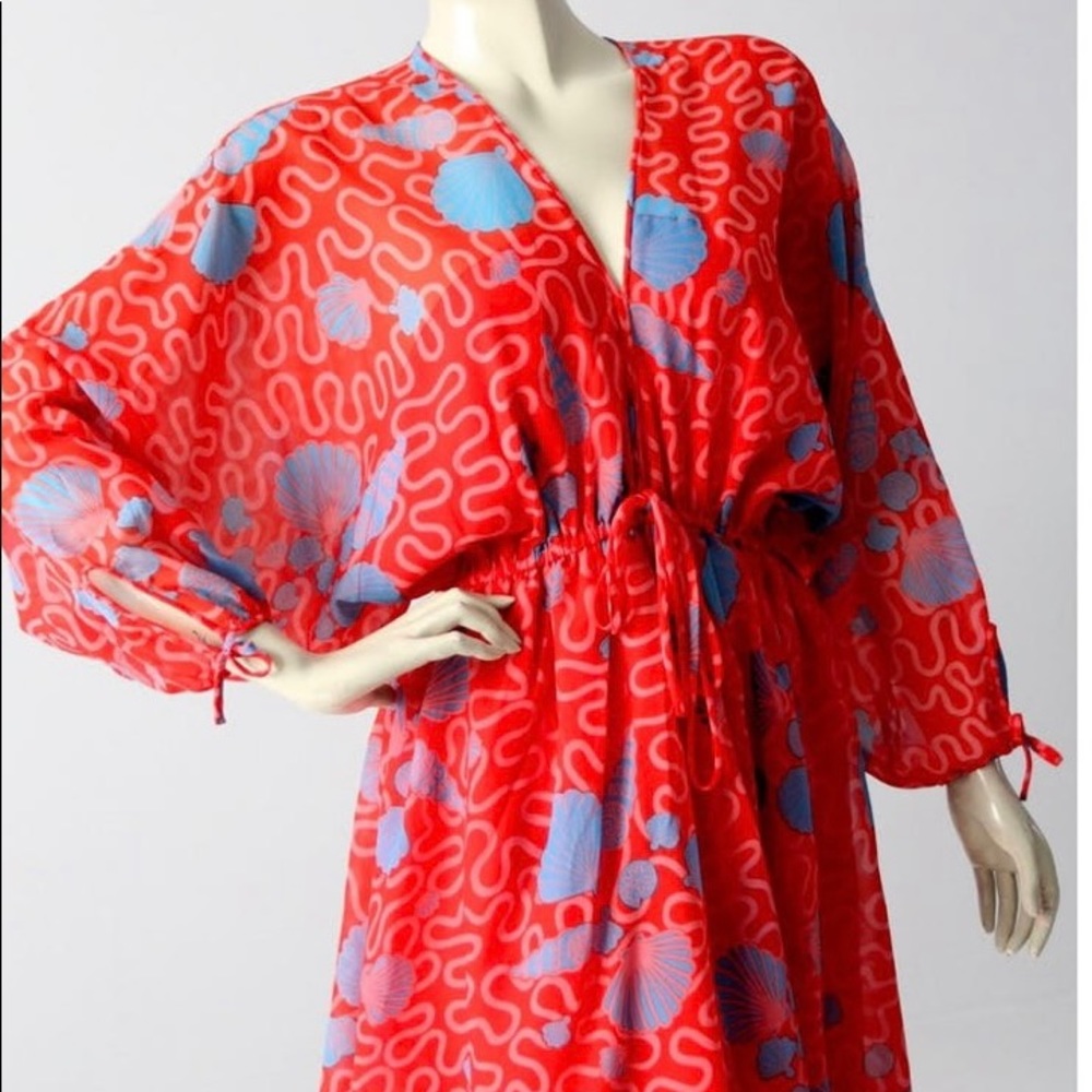 Amazing vintage 70s Zandra Rhodes shell print maxi dress